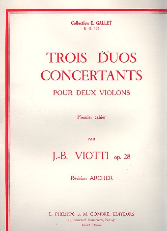 3 Duos concertants op.28 vol.1  pour 2 violons  2 parties