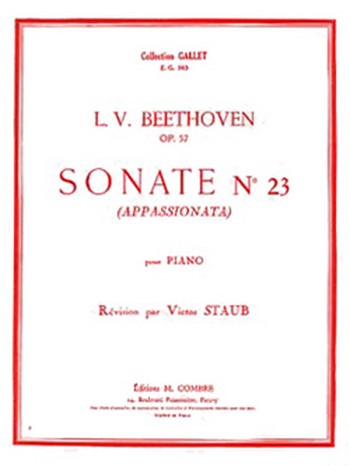 BEETHOVEN Ludwig van&nbsp;&nbsp;Sonate n°23 Op.57 Appassionata&nbsp;&nbsp;piano Partition