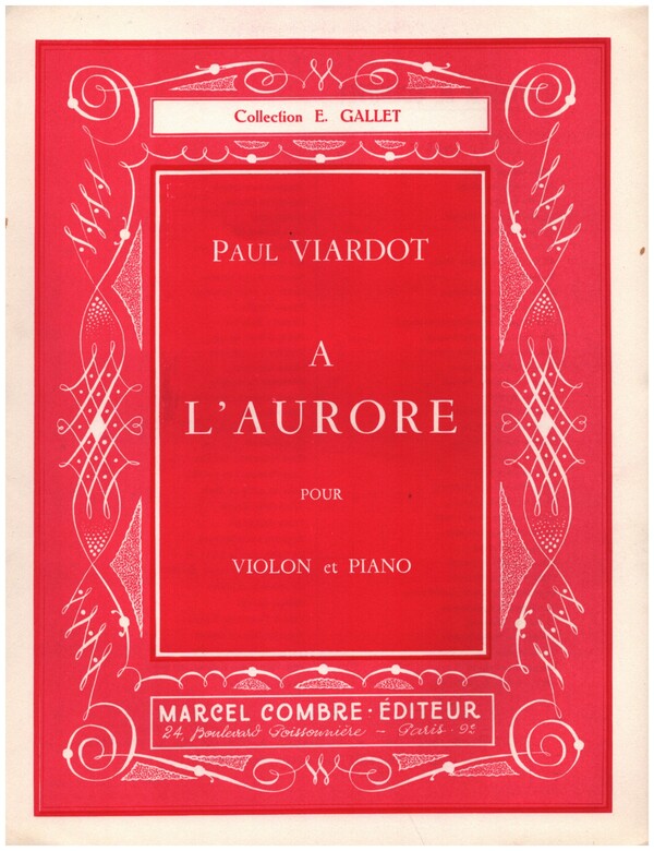 A l'aurore&nbsp;&nbsp;pour violon et piano&nbsp;&nbsp;