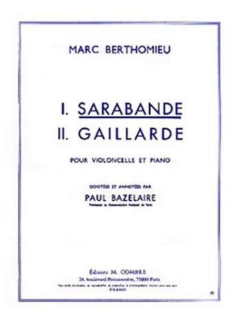 BERTHOMIEU Marc&nbsp;&nbsp;Sarabande&nbsp;&nbsp;violoncelle et piano Partition