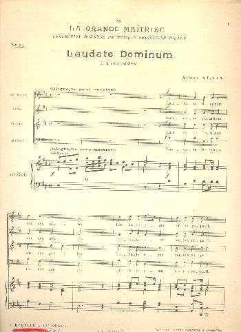 Laudate Dominum  pour 4 voix mixtes et orgue  partition