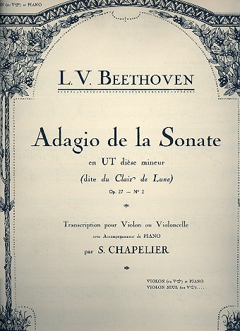 Adagio de la Sonate op.27 no.2&nbsp;&nbsp;pour violin et piano&nbsp;&nbsp;