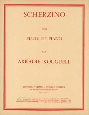 KOUGUELL Arkadie&nbsp;&nbsp;Scherzino&nbsp;&nbsp;flûte et piano Partition