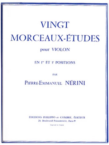 NERINI Pierre-Emmanuel&nbsp;&nbsp;Morceaux-études (20) 1e et 3e positions&nbsp;&nbsp;violon Partition