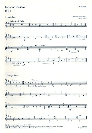 Johannespassion für gem Chor (SAM),&nbsp;&nbsp;Streicher und Orgel&nbsp;&nbsp;Violine 2