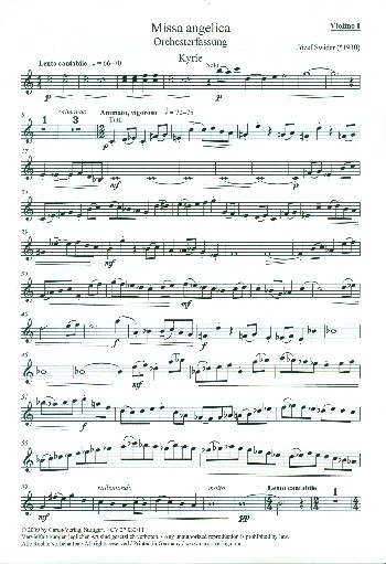 Missa angelica&nbsp;&nbsp;für Sopran (Tenor), gem Chor und Orchester&nbsp;&nbsp;Violine 1