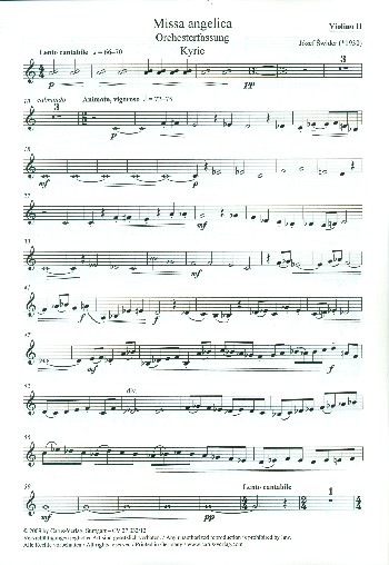 Missa angelica&nbsp;&nbsp;für Sopran (Tenor), gem Chor und Orchester&nbsp;&nbsp;Violine 2