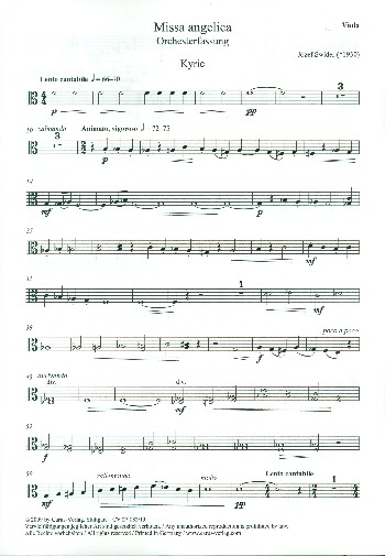 Missa angelica&nbsp;&nbsp;für Sopran (Tenor), gem Chor und Orchester&nbsp;&nbsp;Viola