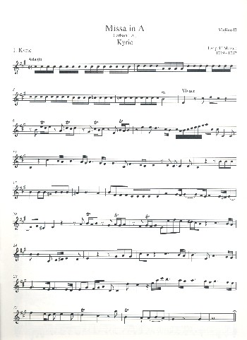 Messe A-Dur  für Soli, gem Chor, 2 Violinen und Bc (3 Posaunen ad lib)  Violine 2