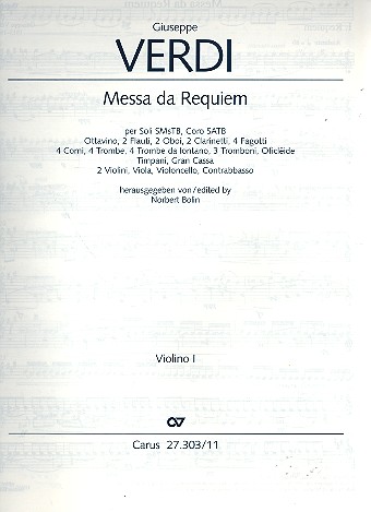 Messa da Requiem&nbsp;&nbsp;für Soli, gem Chor und Orchester&nbsp;&nbsp;Violine 1