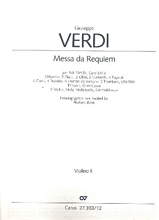 Messa da Requiem&nbsp;&nbsp;für Soli, gem Chor und Orchester&nbsp;&nbsp;Violine 2