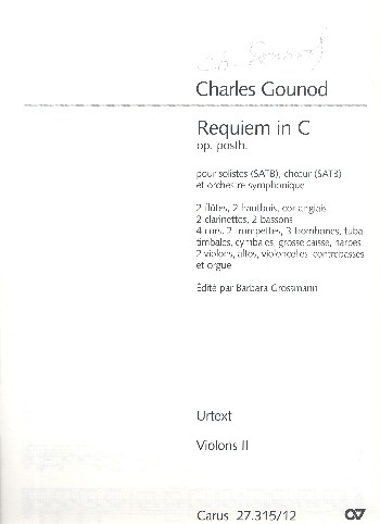 Requiem C-Dur op.posth.&nbsp;&nbsp;für Soli, gem Chor und Orchester&nbsp;&nbsp;Violine 2