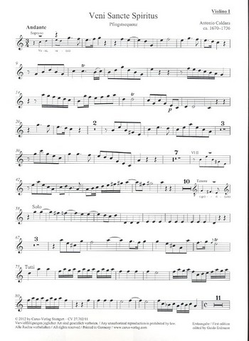 Veni Sancte Spiritus&nbsp;&nbsp;für Soli, gem Chor und Instrumente&nbsp;&nbsp;Violine 1