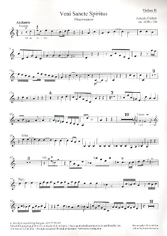 Veni Sancte Spiritus&nbsp;&nbsp;für Soli, gem Chor und Instrumente&nbsp;&nbsp;Violine 2
