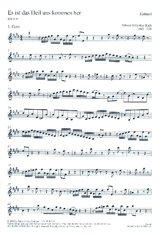 Es ist das Heil uns kommen her&nbsp;&nbsp;Kantate BWV9 Nr.9&nbsp;&nbsp;Violine 1