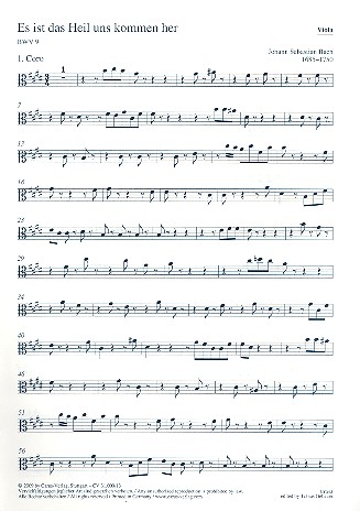Es ist das Heil uns kommen her&nbsp;&nbsp;Kantate BWV9 Nr.9&nbsp;&nbsp;Viola