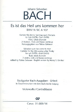 Es ist das Heil uns kommen her&nbsp;&nbsp;Kantate BWV9 Nr.9&nbsp;&nbsp;Violoncello/Kontrabass