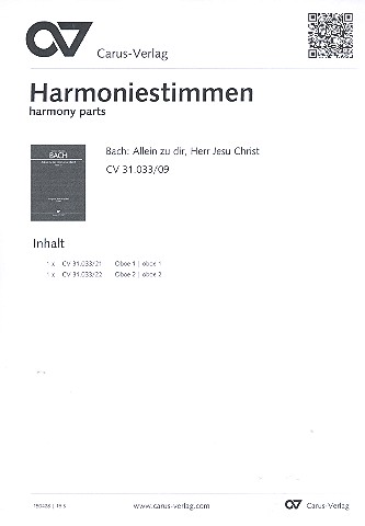 Allein zu dir Herr Jesu Christ&nbsp;&nbsp;Kantate Nr.33 BWV33&nbsp;&nbsp;Harmoniestimmen