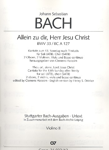 Allein zu dir Herr Jesu Christ&nbsp;&nbsp;Kantate Nr.33 BWV33&nbsp;&nbsp;Violine 2