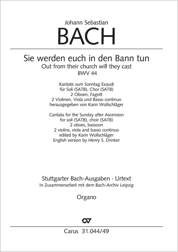 Sie werden euch in den Bann tun Nr.1&nbsp;&nbsp;Kantate Nr.44 BWV44 (BCA78)&nbsp;&nbsp;Orgel