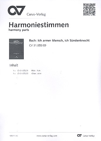 Ich armer Mensch, ich Sündenknecht&nbsp;&nbsp;Kantate Nr.55 BWV55&nbsp;&nbsp;Harmoniestimmen