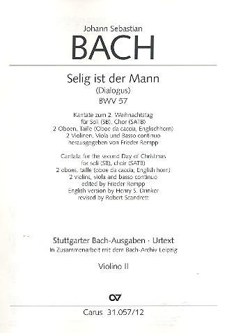 Selig ist der Mann&nbsp;&nbsp;Kantate Nr.57 BWV57&nbsp;&nbsp;Violine 2