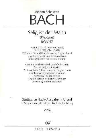 Selig ist der Mann&nbsp;&nbsp;Kantate Nr.57 BWV57&nbsp;&nbsp;Viola