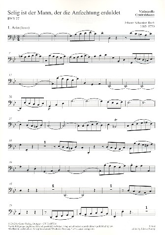 Selig ist der Mann&nbsp;&nbsp;Kantate Nr.57 BWV57&nbsp;&nbsp;Violoncello/Kontrabass