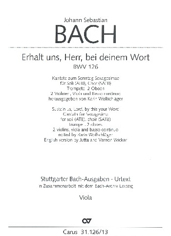Erhalt uns Herr bei deinem Wort&nbsp;&nbsp;Kantate Nr.126 BWV126&nbsp;&nbsp;Viola