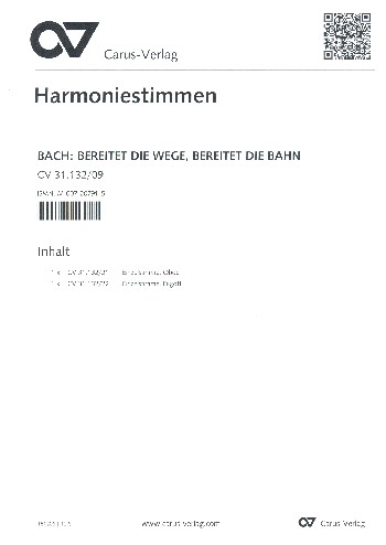 Bereitet die Wege bereitet die Bahn&nbsp;&nbsp;Kantate Nr.132 BWV132&nbsp;&nbsp;Harmoniestimmen