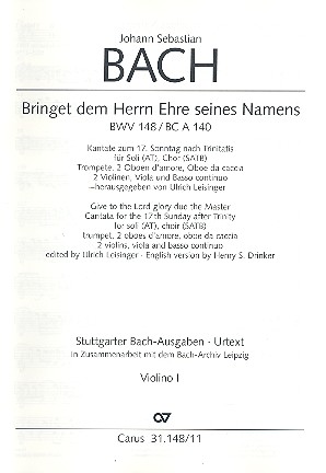 Bringet dem Herrn Ehre seines Namens&nbsp;&nbsp;Kantate Nr.148 BWV148&nbsp;&nbsp;Violine 1