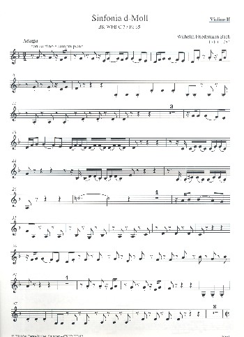Sinfonia d-Moll BR-WFBC7/Fk65&nbsp;&nbsp;für 2 Flöten, Streicher und Bc&nbsp;&nbsp;Violine 2