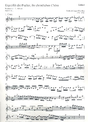 Ergreifet die Psalter, ihr christlichen Chöre HoWV II.I  für Sopran, Tenor, gem Chor und Orchester  Violine 1