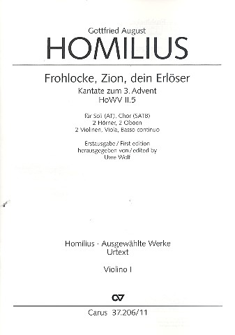 Frohlocke Zion dein Erlöser HoWVII.5  für Soli, gem Chor und Instrumente  Violine 1