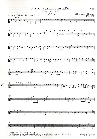 Frohlocke Zion dein Erlöser HoWVII.5  für Soli, gem Chor und Instrumente  Viola