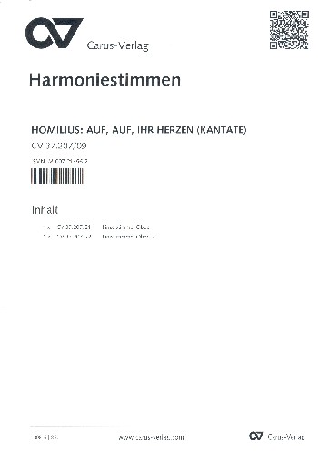 Auf auf ihr Herzen, seid bereit  für Soli, gem Chor,  2 Oboen, 2 Violinen, Viola, Bc  2 Oboen