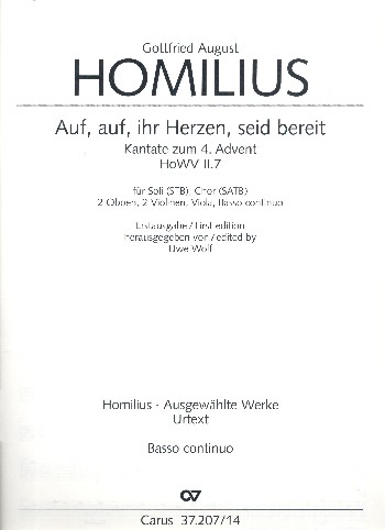 Auf auf ihr Herzen, seid bereit  für Soli, gem Chor, Streicher und Bc  Violoncello/Kontrabass