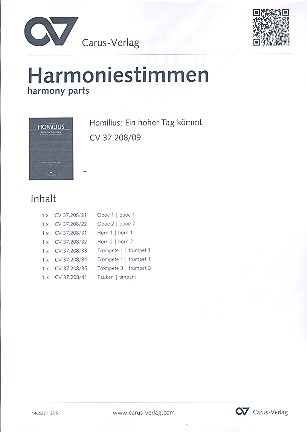 Ein hoher Tag kömmt HoWVII.9  für Soli, gem Chor und Orchester  Harmoniestimmen