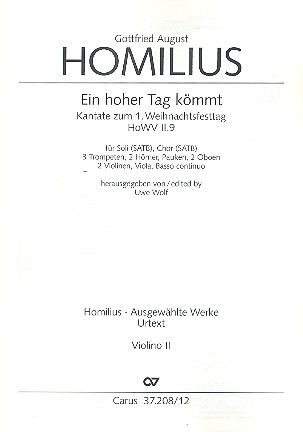 Ein hoher Tag kömmt HoWVII.9  für Soli, gem Chor und Orchester  Violine 2