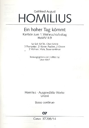 Ein hoher Tag kömmt HoWVII.9  für Soli, gem Chor und Orchester  Violoncello/Kontrabass