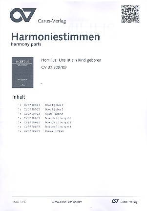 Uns ist ein Kind geboren HoWVII.13  für Soli, gem Chor und Orchester  Harmoniestimmen