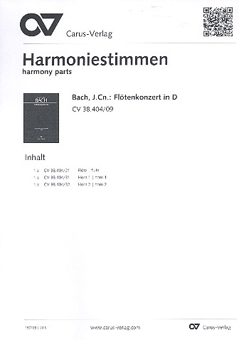 Konzert D-Dur WarbC79  für Flöte und Kammerorchester  Harmoniestimmen