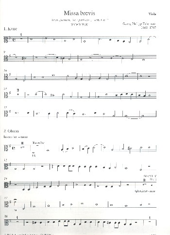 Missa brevis über Komm Heiliger Geist Herre Gott TVWV9:10&nbsp;&nbsp;für gem Chor und Instrumente&nbsp;&nbsp;Viola