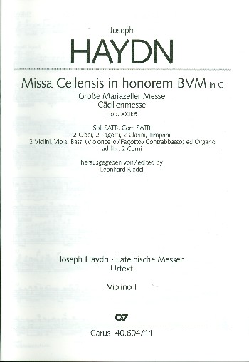 Grosse Mariazeller Messe C-Dur Hob.XXII:5&nbsp;&nbsp;für Soli, gem Chor und Orchester&nbsp;&nbsp;Violine 1