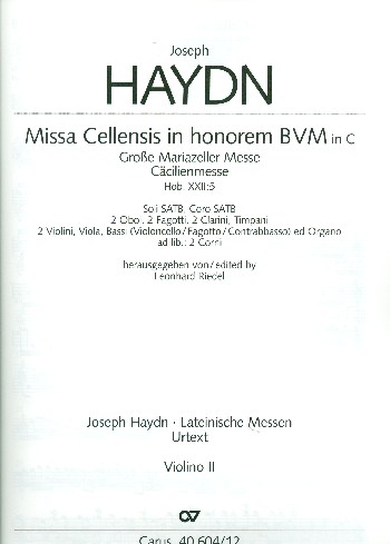 Grosse Mariazeller Messe C-Dur Hob.XXII:5&nbsp;&nbsp;für Soli, gem Chor und Orchester&nbsp;&nbsp;Violine 2