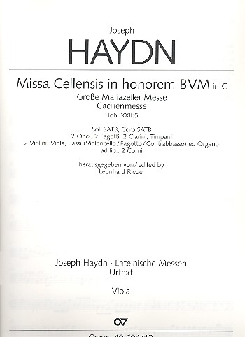 Grosse Mariazeller Messe C-Dur Hob.XXII:5&nbsp;&nbsp;für Soli, gem Chor und Orchester&nbsp;&nbsp;Viola