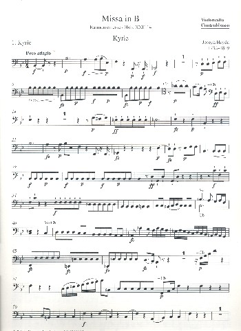 Harmoniemesse B-Dur Hob.XXII:14&nbsp;&nbsp;für Soli, gem Chor und Orchester&nbsp;&nbsp;Violoncello/Kontrabass
