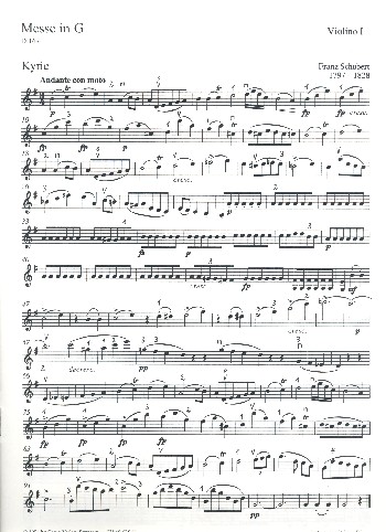 Messe G-Dur D167&nbsp;&nbsp;für Soli, gem Chor und Orchester&nbsp;&nbsp;Violine 1