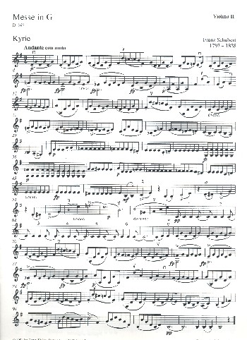 Messe G-Dur D167&nbsp;&nbsp;für Soli, gem Chor und Orchester&nbsp;&nbsp;Violine 2