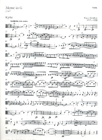 Messe G-Dur D167&nbsp;&nbsp;für Soli, gem Chor und Orchester&nbsp;&nbsp;Viola